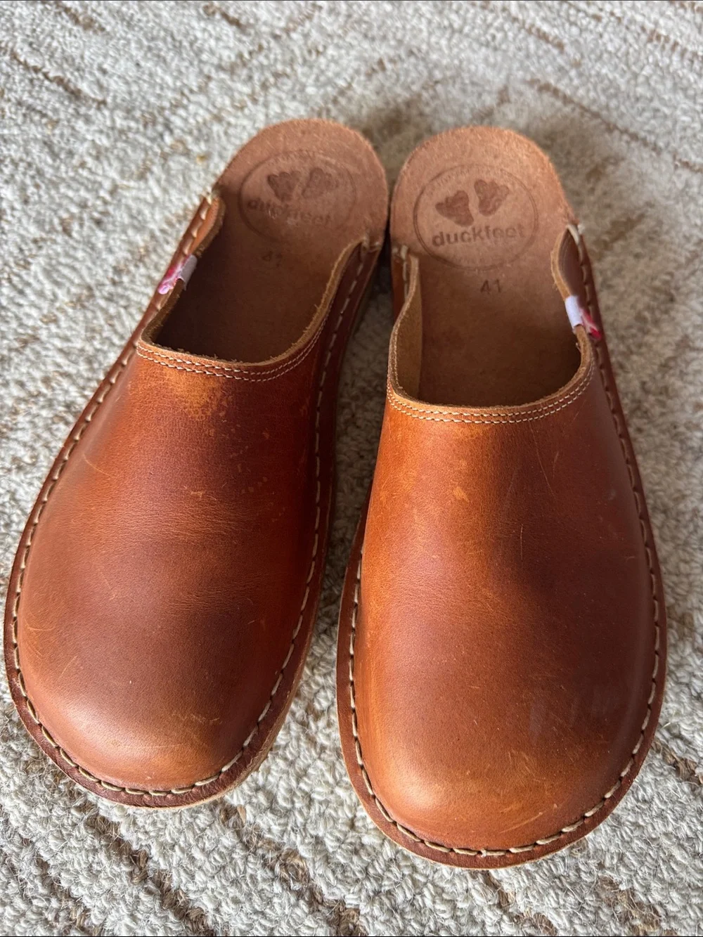 Duckfeet blavand slip on clog in brown leather. Size 41.